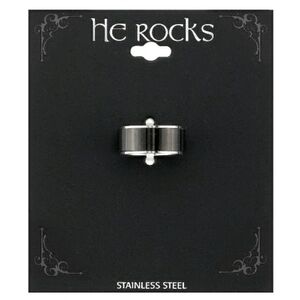 He Rocks Men's Stainless Steel Black & Silver Wide Ring Band Sz 11